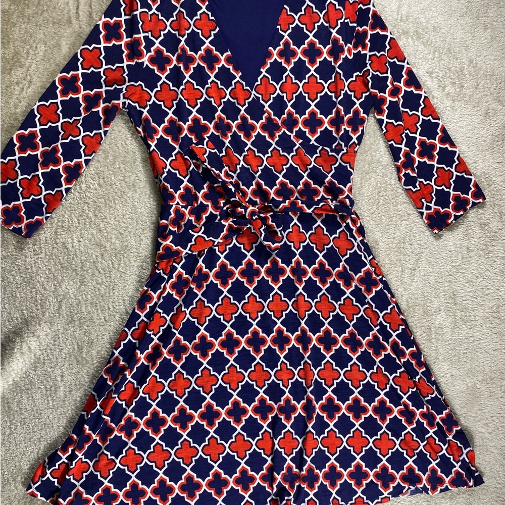 41Hawthorn  Women’s Dress Medium Colorful Mosaic Print 3/4 Sleeve MIDI Used #109